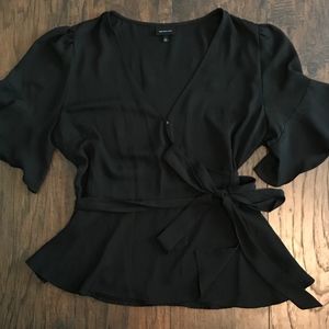 Elegant Black Wrap Blouse